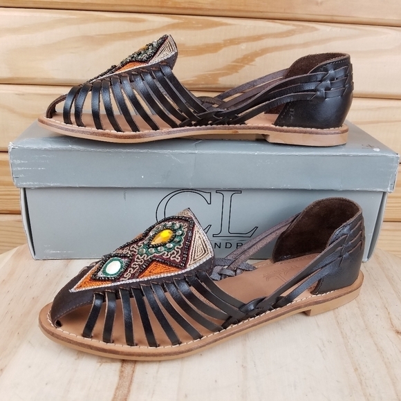Leather Slip on Flats Huarache Sandals Shoes BOHO NEW Chinese Laundry NANDI 6 US - Picture 1 of 9